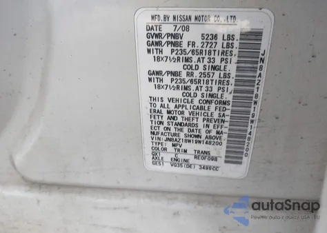 2009 Nissan Murano S from USA, damaged, VIN JN8AZ18W19W148200